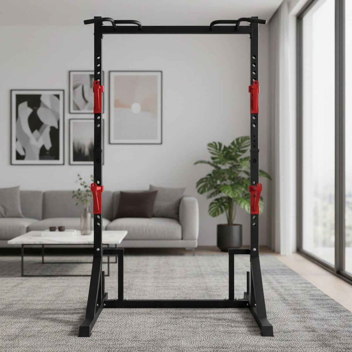 Home Bar And Gym - Power Rack Regolabile con Barra per