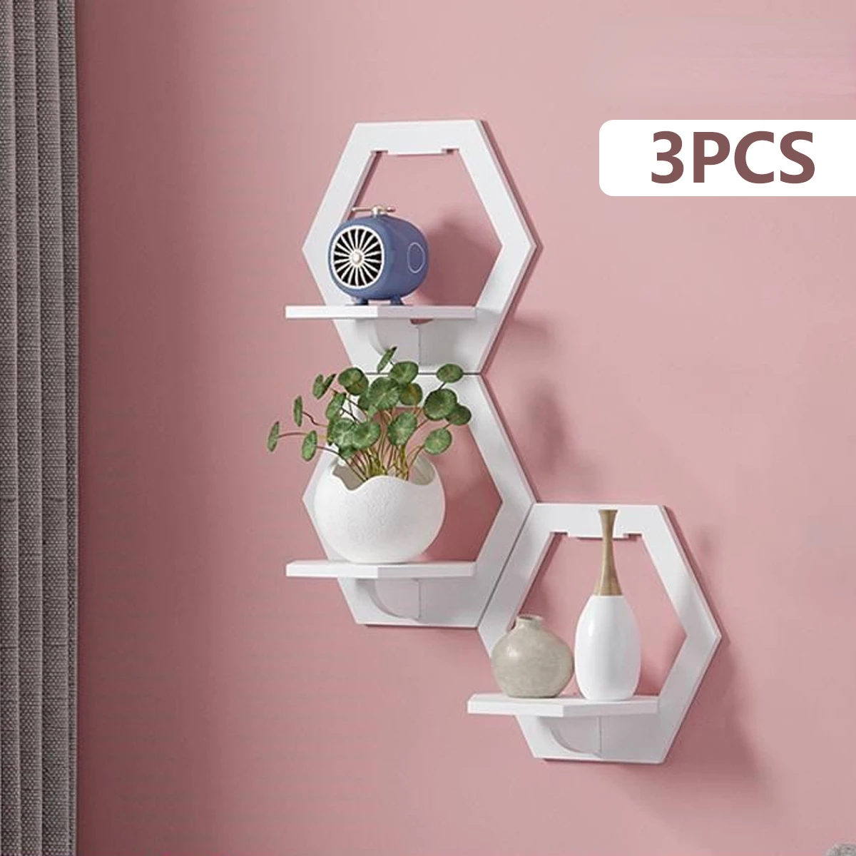 Home Bar Shelf - 3 pezzi mensola a muro esagonale