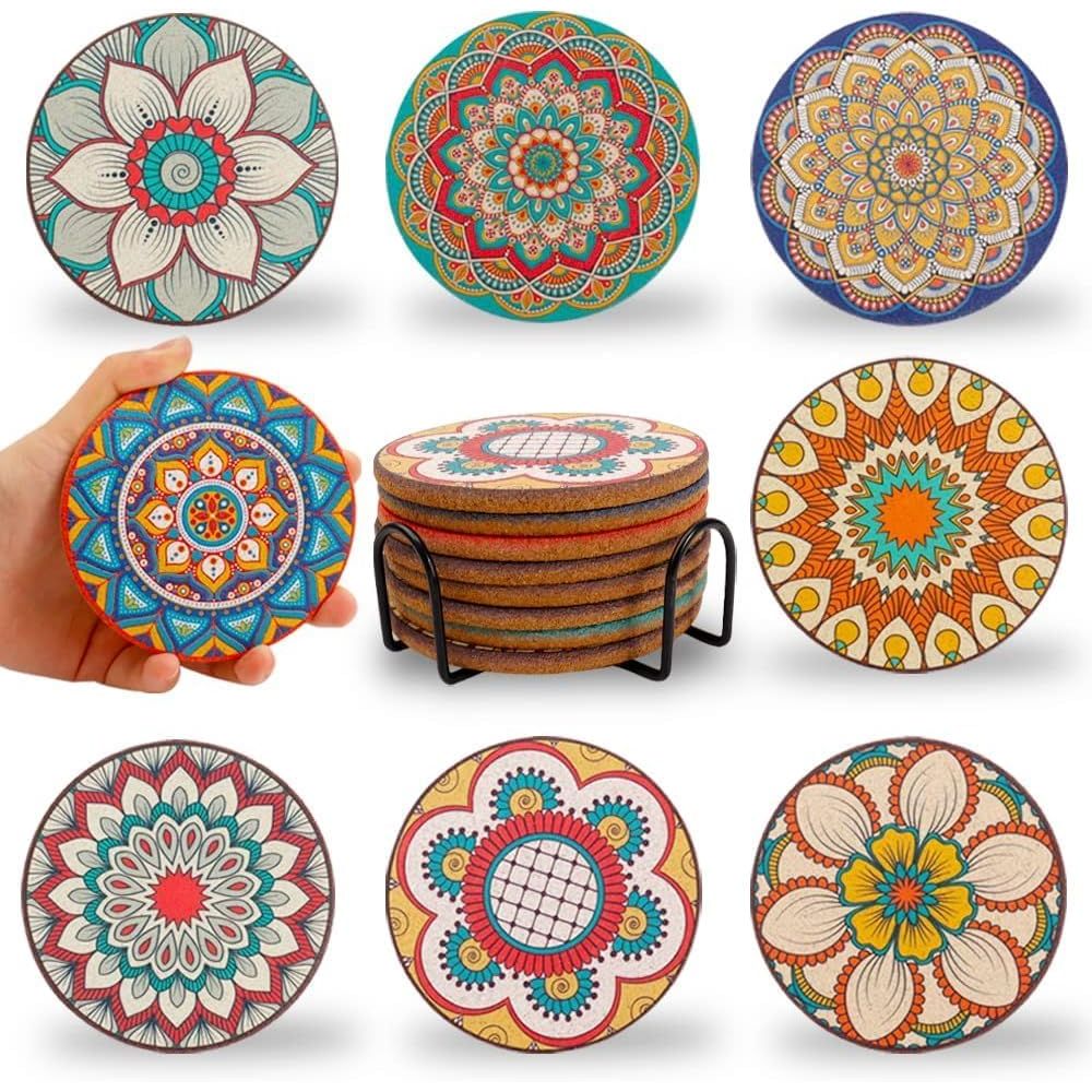 Home Bar Set - Set di 8 Sottobicchieri Rotondi Colorati