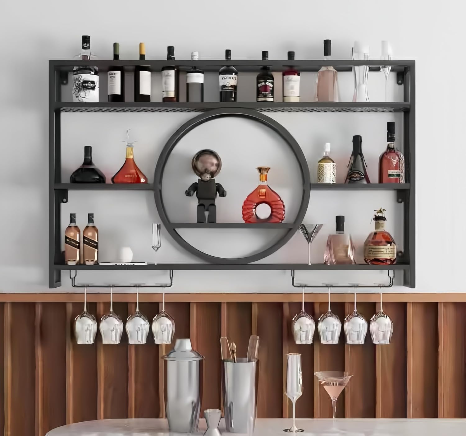 Home Bar Shelves - Mensola Portabottiglie da Parete in Metallo
