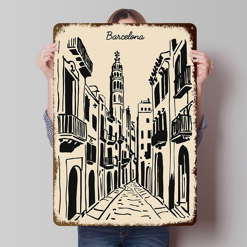 Home Barcelona - Poster Metallico di Barcellona, Arte Murale