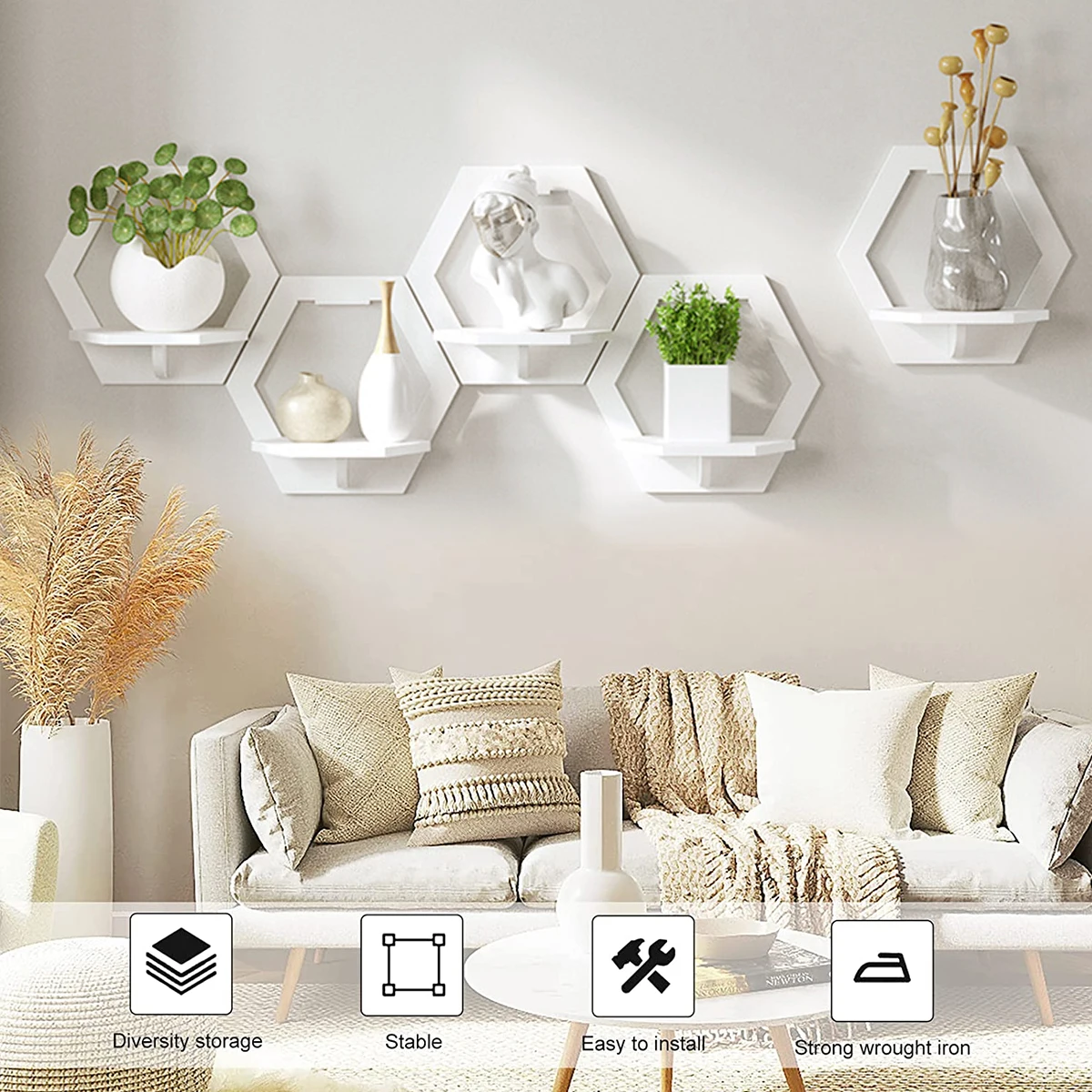 3 pezzi mensola a muro esagona - Home Bar Shelf recensione e prezzo